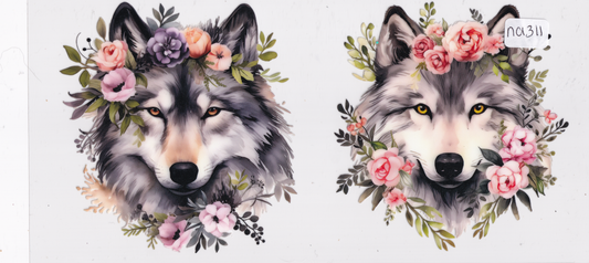 NA311 Wolf Flowers UVDTF Wrap