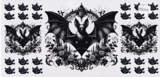 NA314 Bats Flowers UVDTF Wrap