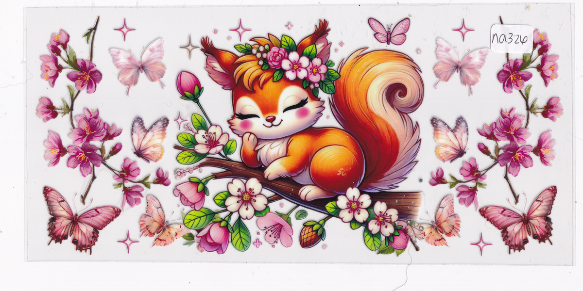 NA326 Squirrel Butterflies UVDTF Wrap