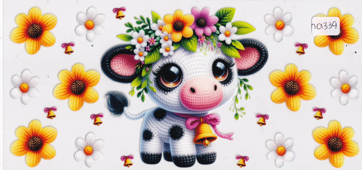 NA339 Highland Cow Flowers UVDTF Wrap