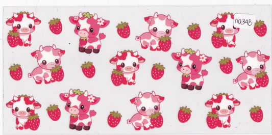 NA348 Strawberry Highland Cows UVDTF Wrap