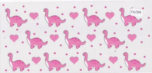 NA384 Pink Dinosaurs Hearts UVDTF Wrap