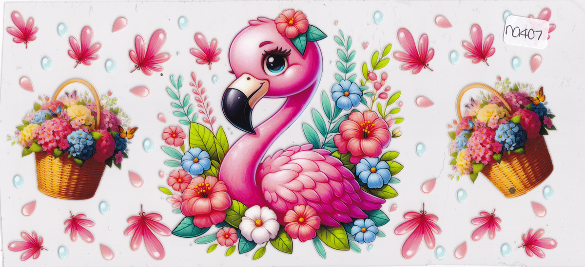 NA407 Flamingo Flowers UVDTF Wrap