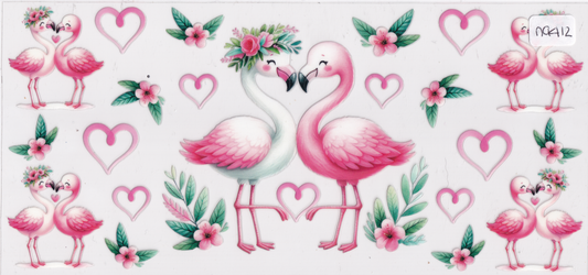 NA412 Flamingo Birds Hearts UVDTF Wrap