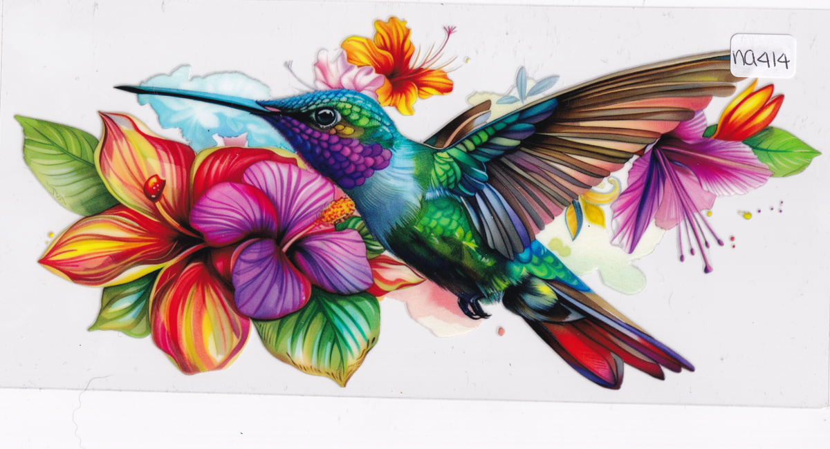 NA414 Humming Bird Flowers UVDTF Wrap