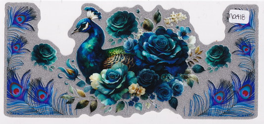NA418 Shiny Peacock Bird Flowers UVDTF Wrap