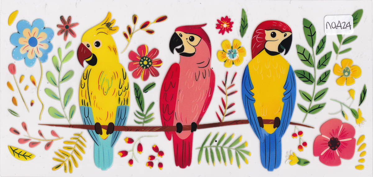 NA424 Birds Flowers UVDTF Wrap