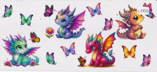 UD59 Cute Dragons Butterflies UVDTF Wrap