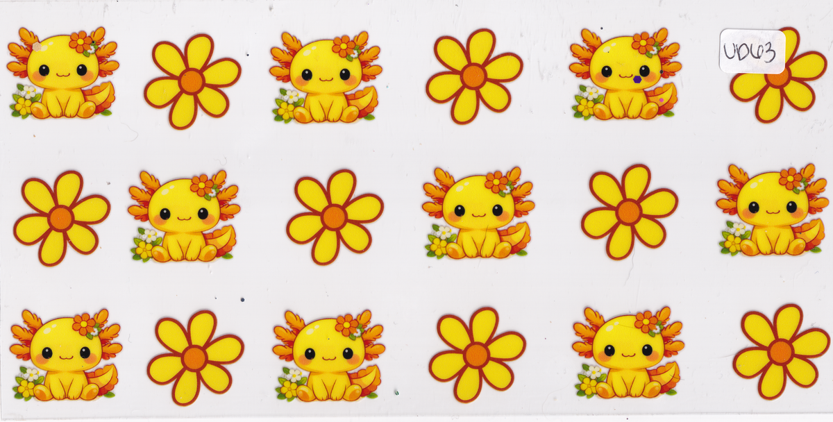 UD63 Axolotl Flowers UVDTF Wrap
