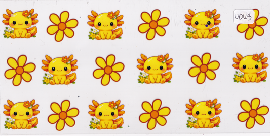 UD63 Axolotl Flowers UVDTF Wrap