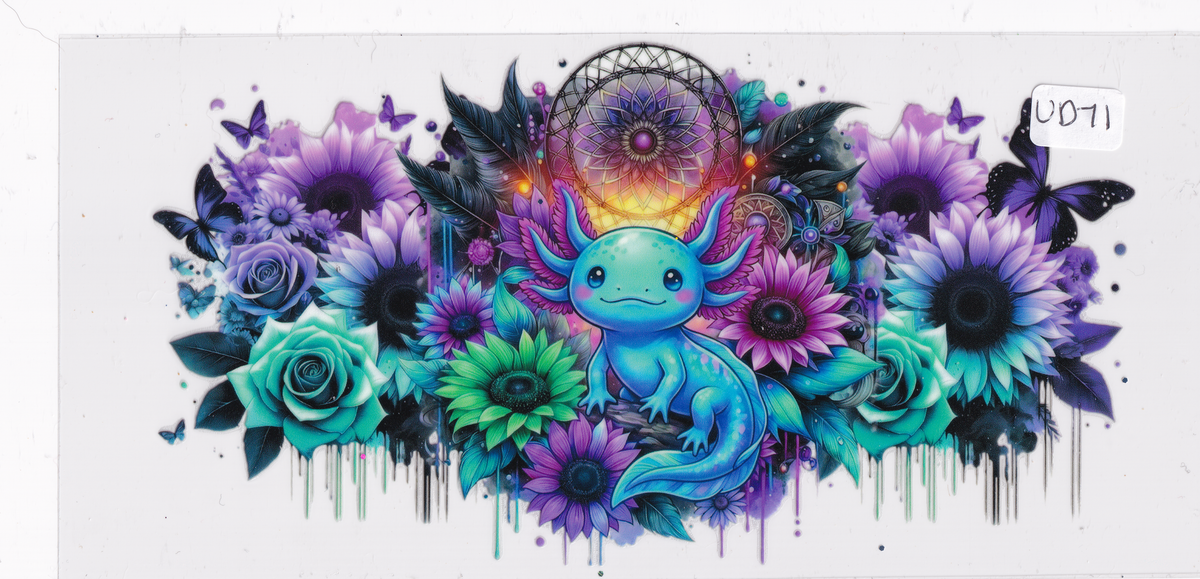 UD71 Axolotl Flowers UVDTF Wrap