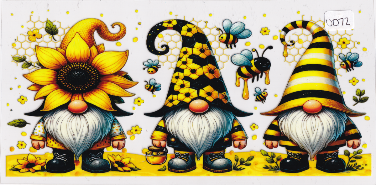 UD72 Gnome Flowers Bees UVDTF Wrap