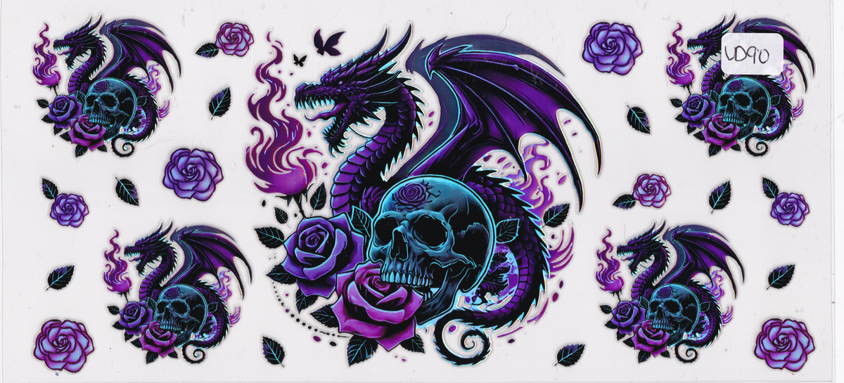 UD90 Holographic Dragon Skull UVDTF Wrap