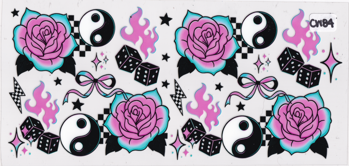 CW84 Flowers Yin and Yang UVDTF Wrap