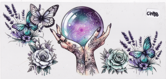 CW88 Crystal Ball Flowers Butterfly UVDTF Wrap