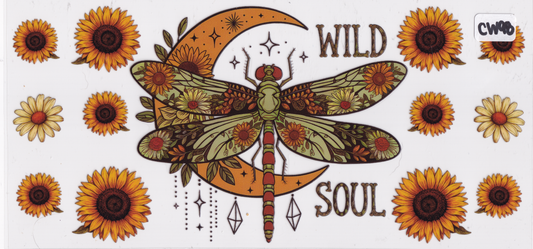 CW98 Dragonfly Sunflower UVDTF Wrap