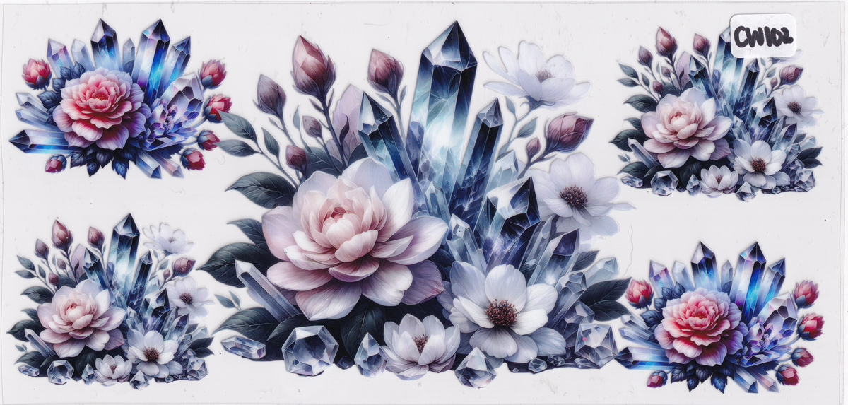 CW102 Flowers Crystals UVDTF Wrap