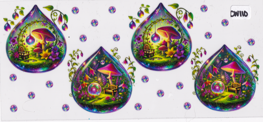 CW110 Mushroom Plants Flowers UVDTF Wrap