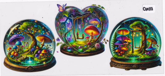 CW111 Mushroom Plants Flowers Tree UVDTF Wrap