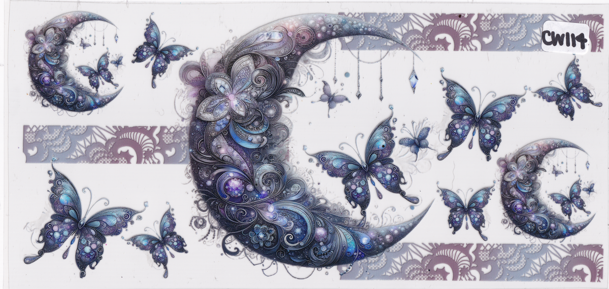 CW114 Moon Butterflies UVDTF Wrap