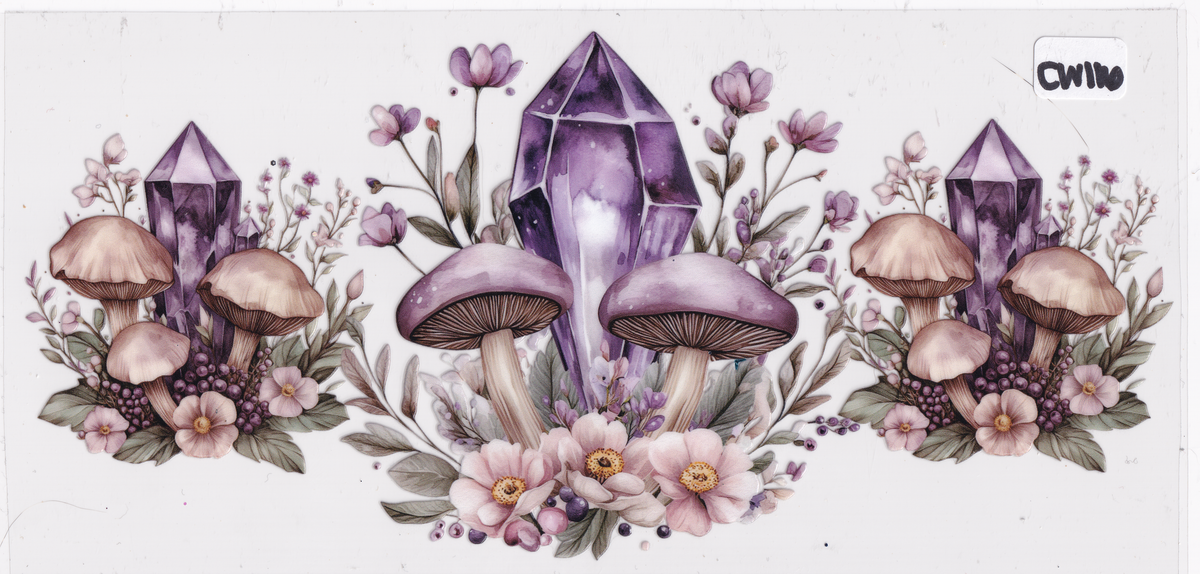 CW116 Crystals Mushrooms UVDTF Wrap