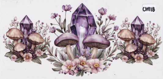 CW118 Mushroom Crystals Flowers UVDTF Wrap
