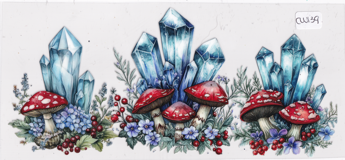 CW139 Crystals Mushrooms UVDTF Wrap