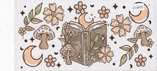 CW142 Book Mushroom Moon UVDTF Wrap