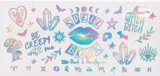 CW154 Astrology Crystals Spell Book Witch UVDTF Wrap