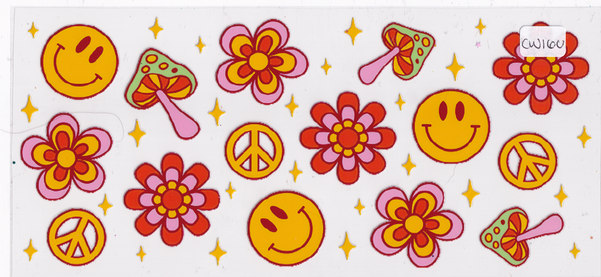CW160 Mushroom Smiley Emoji Peace UVDTF Wrap
