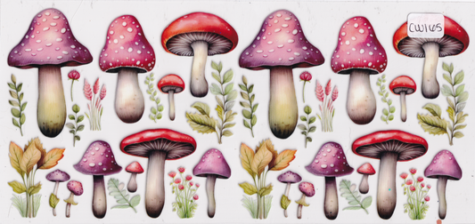 CW165 Mushrooms Flowers UVDTF Wrap