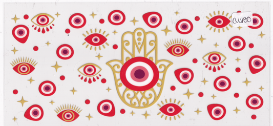 CW180 Red Evil Eye Hamsa Hand UVDTF Wrap